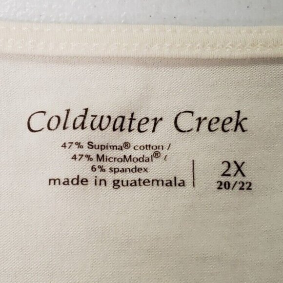 Coldwater Creek Womens Minimalist T Shirt Size 2X Ivory Clean Girl Essential - Picture 3 of 9